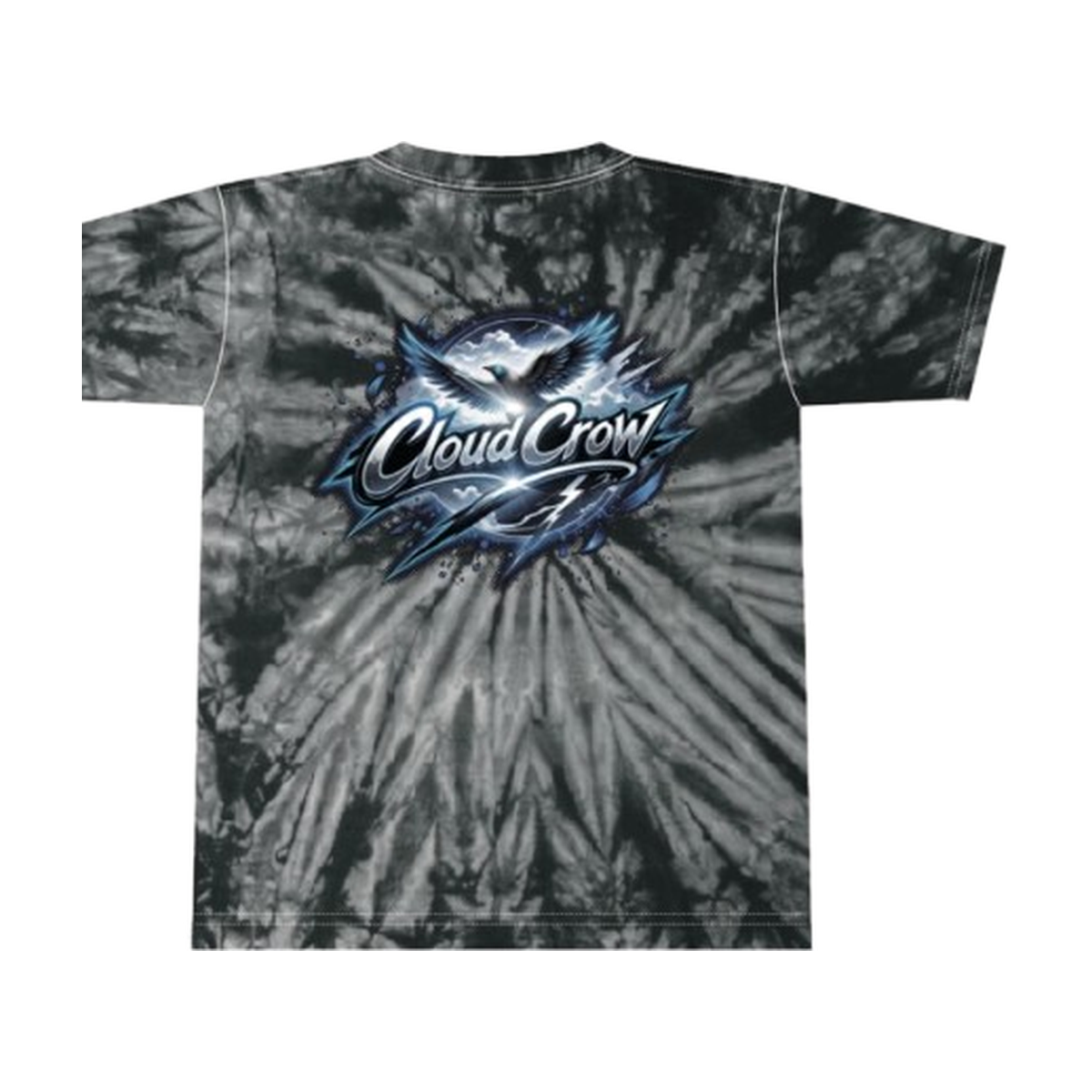 CloudCrow オリジナルTシャツ スパイラルブラック 背面 拡大画像